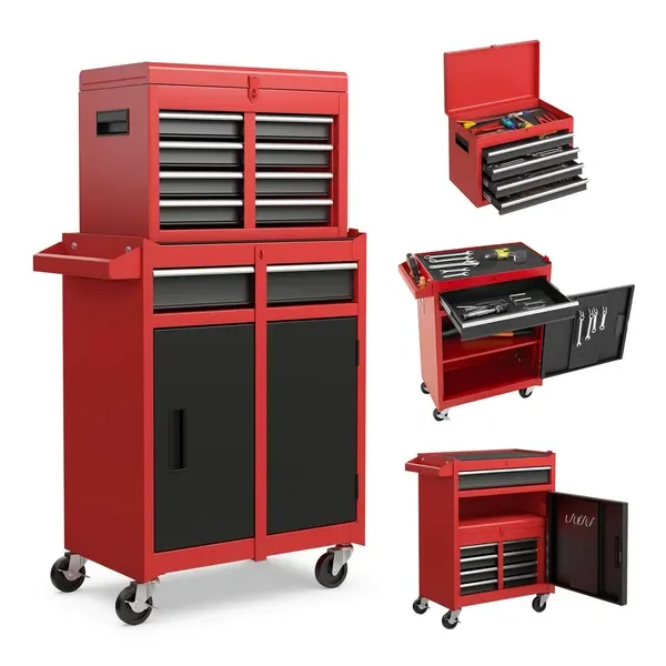 Tool Chest, 5-Drawer Rolling Tool Storage Cabinet with Detachable Top Tool Box, Liner, Universal
Tool Chest, 5-Drawer Rolling Tool Storage Cabinet with Detachable Top Tool Box, Liner, Universal