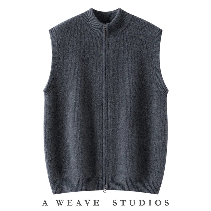 Мужской кардиган без рукавов из 100% чистого кашемира, деловой повседневный однотонный вязаный свитер, свободный топ на молнии с высоким воротником, жилет
Мужской кардиган без рукавов из 100% чистого кашемира, деловой повседневный однотонный вязаный свитер, свободный топ на молнии с высоким воротником, жилет