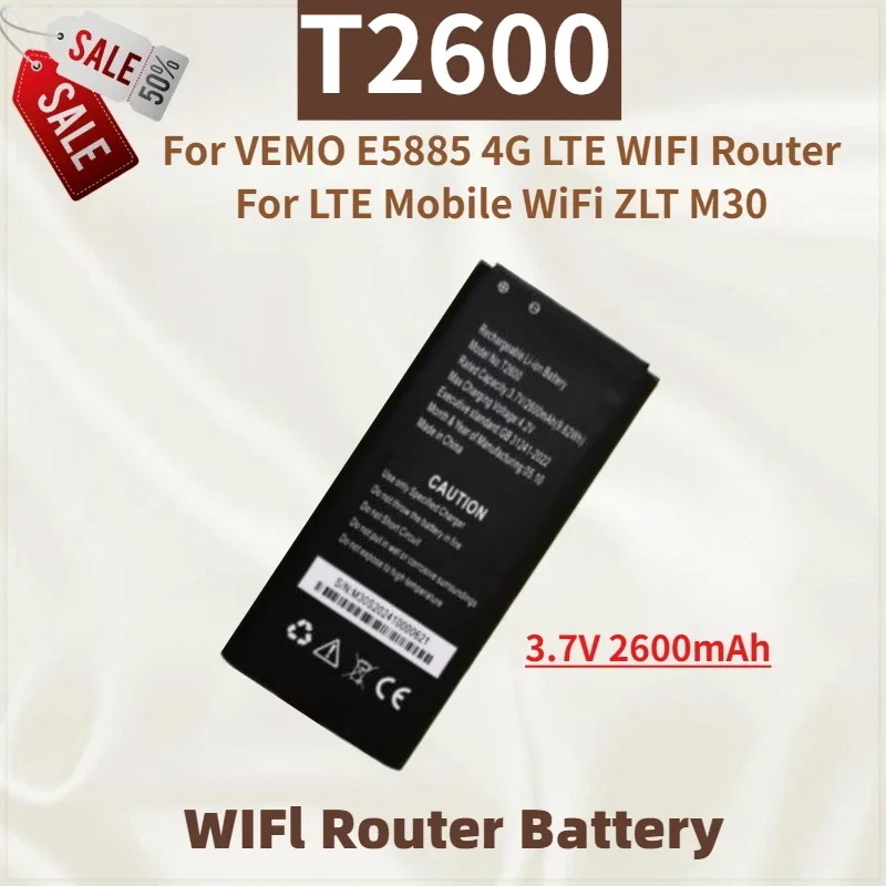 Высококачественная батарея T2600 3.7V 2600mAh для VEMO E5885 4G LTE WIFI роутера, для мобильного WiFi LTE ZLT M30, новая сменная батарея
Высококачественная батарея T2600 3.7V 2600mAh для VEMO E5885 4G LTE WIFI роутера, для мобильного WiFi LTE ZLT M30, новая сменная батарея