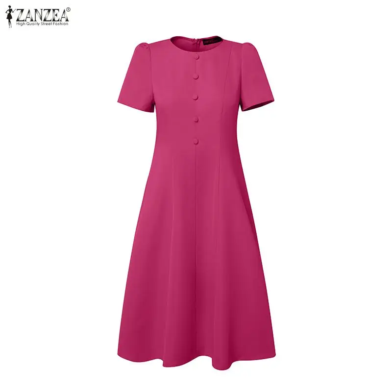 Летнее платье ZANZEA 2026: Элегантное женское миди-платье с круглым вырезом, коротким рукавом, для работы и вечеринок, стильное, А-силуэт, с завышенной талией
Летнее платье ZANZEA 2026: Элегантное женское миди-платье с круглым вырезом, коротким рукавом, для работы и вечеринок, стильное, А-силуэт, с завышенной талией