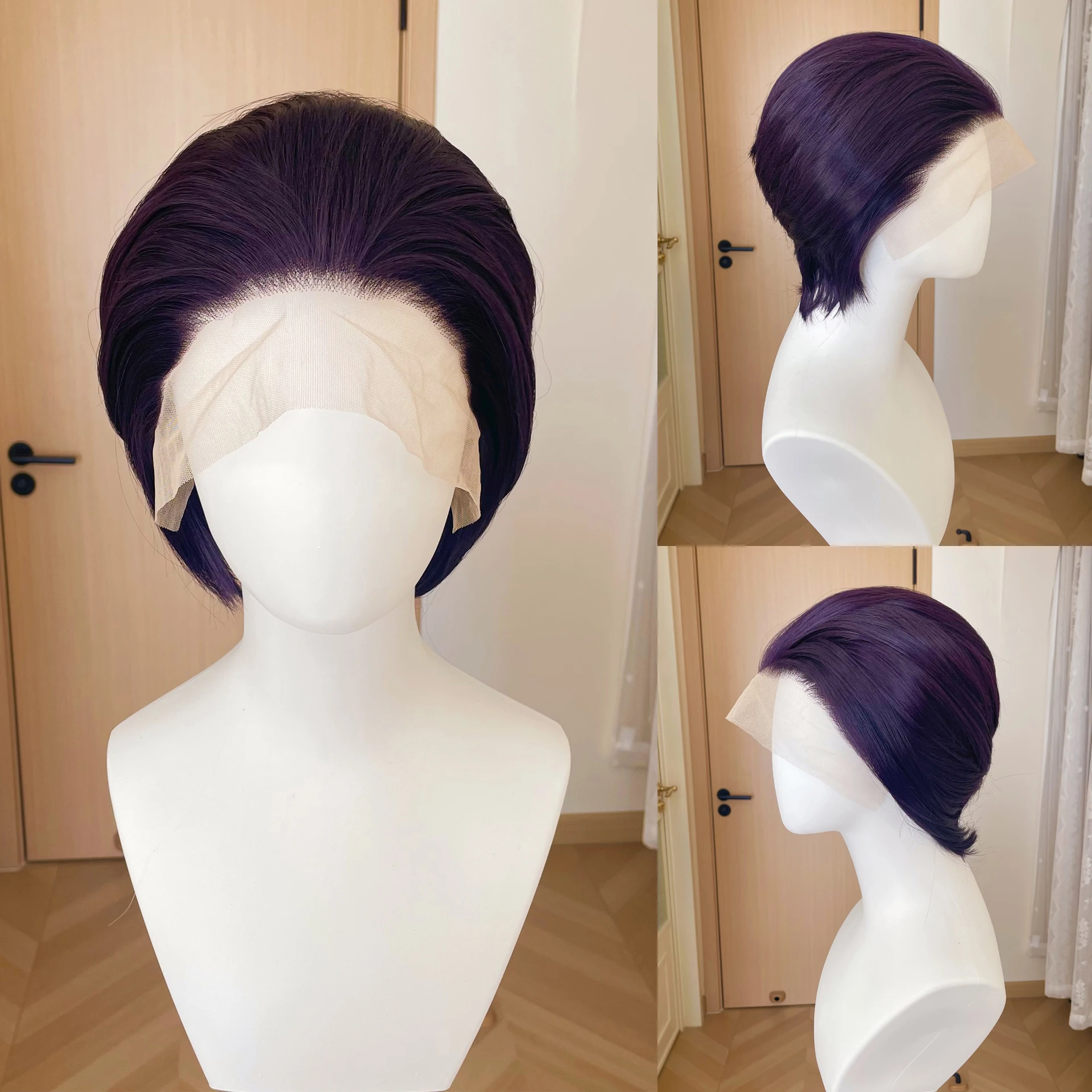 Dark Purple Cosplay Wigs for Women 8 Inch Short Bob Cut 13x4 Synthetic Lace Front Wigs for Men Heat Resistant Free Part Natural
Dark Purple Cosplay Wigs for Women 8 Inch Short Bob Cut 13x4 Synthetic Lace Front Wigs for Men Heat Resistant Free Part Natural