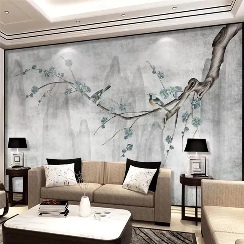 Custom wallpaper 3d mural Chinese plum blossom hand-painted pen flower bird landscape wallpaper blue plum bird decoration paint
Custom wallpaper 3d mural Chinese plum blossom hand-painted pen flower bird landscape wallpaper blue plum bird decoration paint