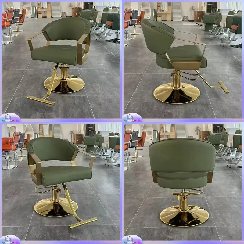 Professional Barber Chair with Round Base Adjustable Height Hydraulic Lift Gold Plated Footrest Green Salon Chair for Hair
Professional Barber Chair with Round Base Adjustable Height Hydraulic Lift Gold Plated Footrest Green Salon Chair for Hair