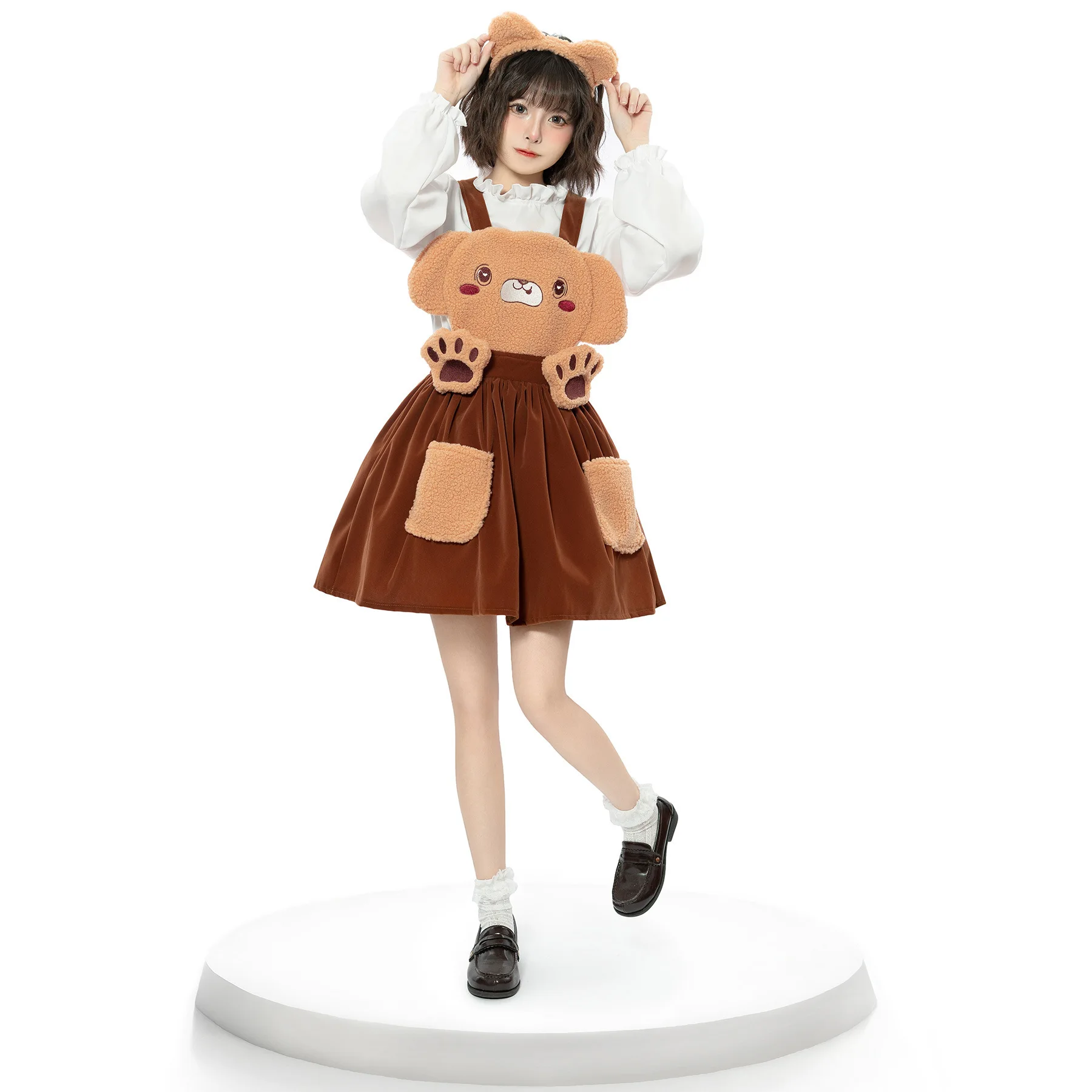 Kawaii Teddy Girl Costume Overall Dress Set with Plush Bear Animal Theme Party Long Sleeve Top Cosplay Uniform Outfit
Kawaii Teddy Girl Costume Overall Dress Set with Plush Bear Animal Theme Party Long Sleeve Top Cosplay Uniform Outfit