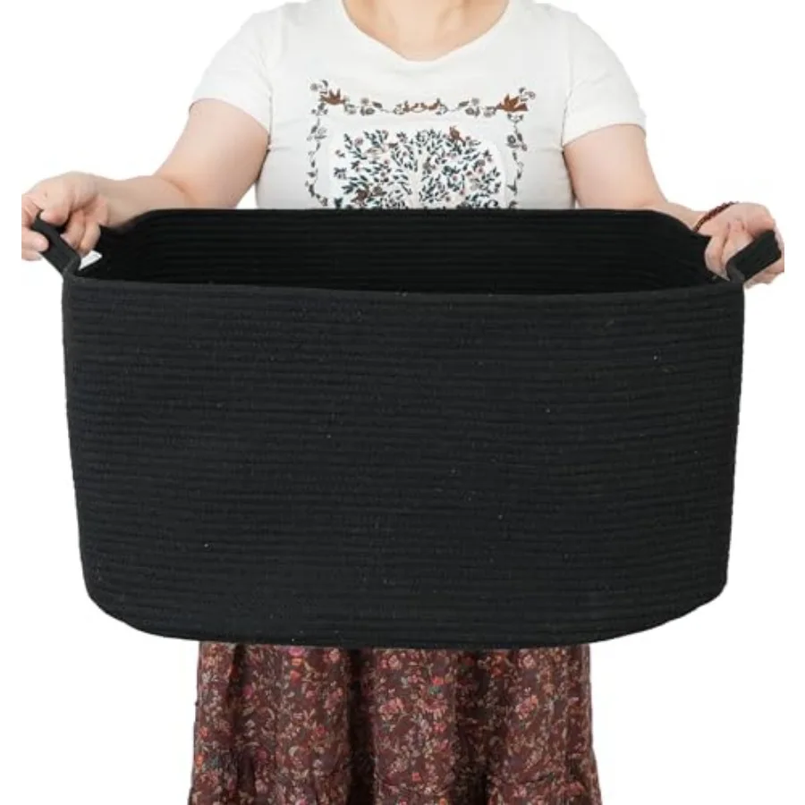 Large Rectangle Blankets Basket Living Room 22"x17"x12" Woven Cotton Rope Storage Baskets for Nursery Toy Baskets for and Dogs
Large Rectangle Blankets Basket Living Room 22"x17"x12" Woven Cotton Rope Storage Baskets for Nursery Toy Baskets for and Dogs