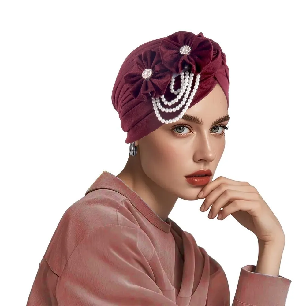 Pleated Breathable Head Wraps Flower Design Pearls Beading Hairloss Hat Cover Cross Elegant Bonnets Women
Pleated Breathable Head Wraps Flower Design Pearls Beading Hairloss Hat Cover Cross Elegant Bonnets Women
