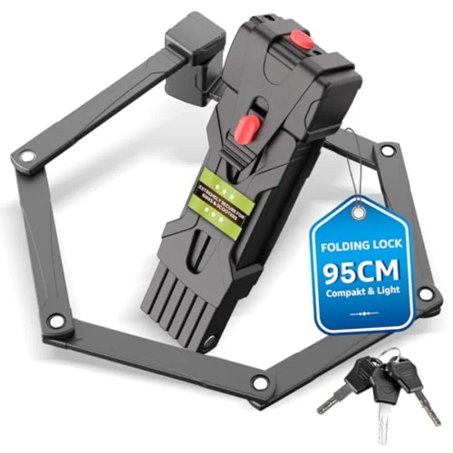 Compact Folding Bike Lock Heavy Duty Anti Theft Bicycle Lock with 3 Keys and Mount Lightweight for Road Bikes Mountain Bikes E-
Compact Folding Bike Lock Heavy Duty Anti Theft Bicycle Lock with 3 Keys and Mount Lightweight for Road Bikes Mountain Bikes E-
