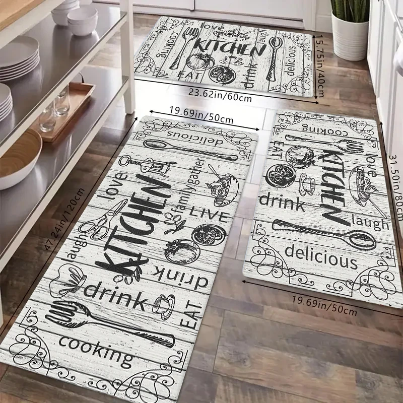 Kitchen Themed Carpet with 'Kitchen' Writing Flannel Material Kitchen Rug for Home Decor
Kitchen Themed Carpet with 'Kitchen' Writing Flannel Material Kitchen Rug for Home Decor