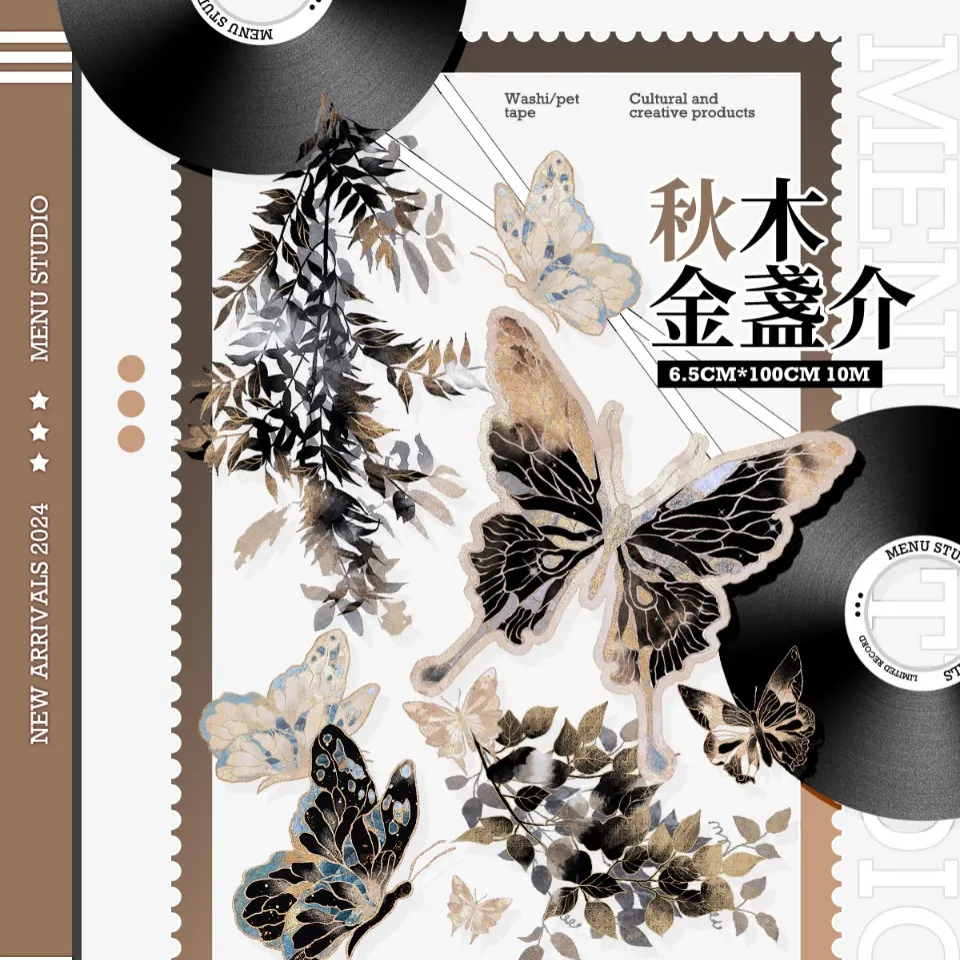 3.25 Washi Pet Tape 1 Loop Akiki Kanshansuke, Shiny Light Dancing Between Green And Silver, Dead Leaf Butterfly Golden Blue Menu
3.25 Washi Pet Tape 1 Loop Akiki Kanshansuke, Shiny Light Dancing Between Green And Silver, Dead Leaf Butterfly Golden Blue Menu