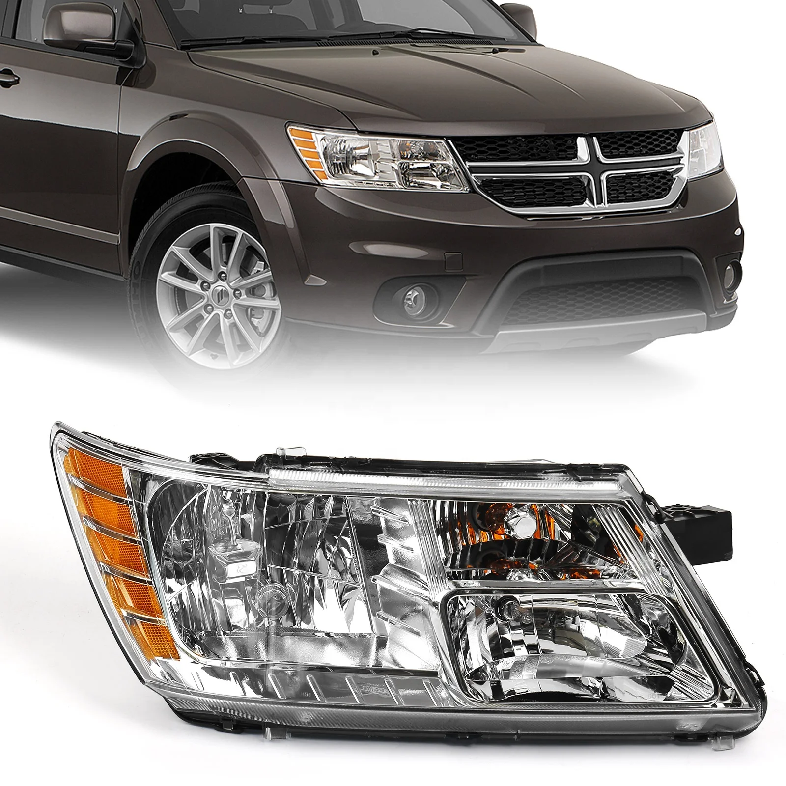 High Quality Headlamp Assy Headlight Halogen with Chrome Trim Orange Side for Dodge Journey 2009-2013
High Quality Headlamp Assy Headlight Halogen with Chrome Trim Orange Side for Dodge Journey 2009-2013