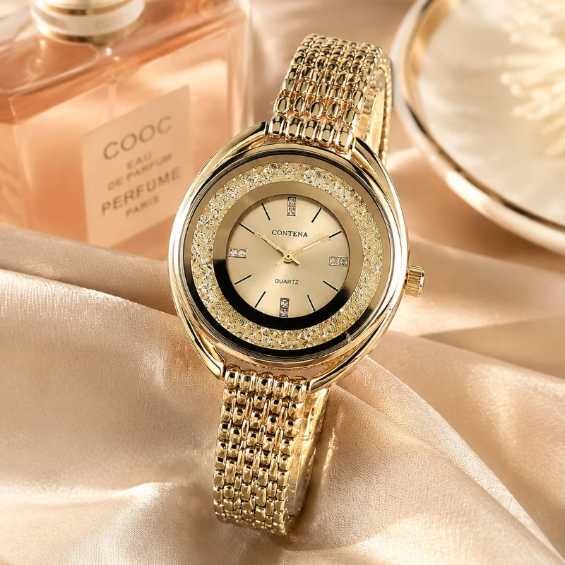 CONTENA Women Watch Luxury Crystal Diamond Bezel Quartz Wristwatch Elegant Stainless Steel Ladies Dress Watch reloj para mujer
CONTENA Women Watch Luxury Crystal Diamond Bezel Quartz Wristwatch Elegant Stainless Steel Ladies Dress Watch reloj para mujer