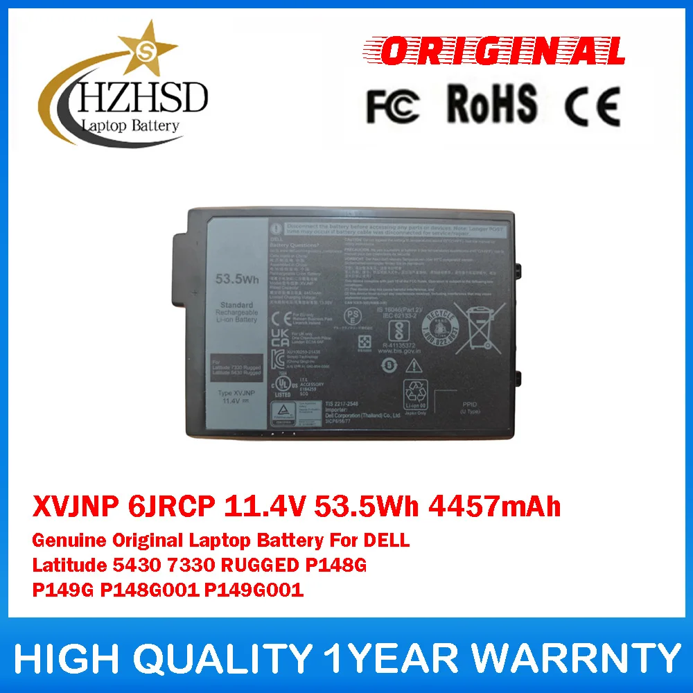Оригинальный аккумулятор для ноутбука XVJNP 6JRCP 11.4V 53.5Wh 4457mAh для DELL Latitude 5430 7330 RUGGED P148G P149G P148G001 P149G001
Оригинальный аккумулятор для ноутбука XVJNP 6JRCP 11.4V 53.5Wh 4457mAh для DELL Latitude 5430 7330 RUGGED P148G P149G P148G001 P149G001