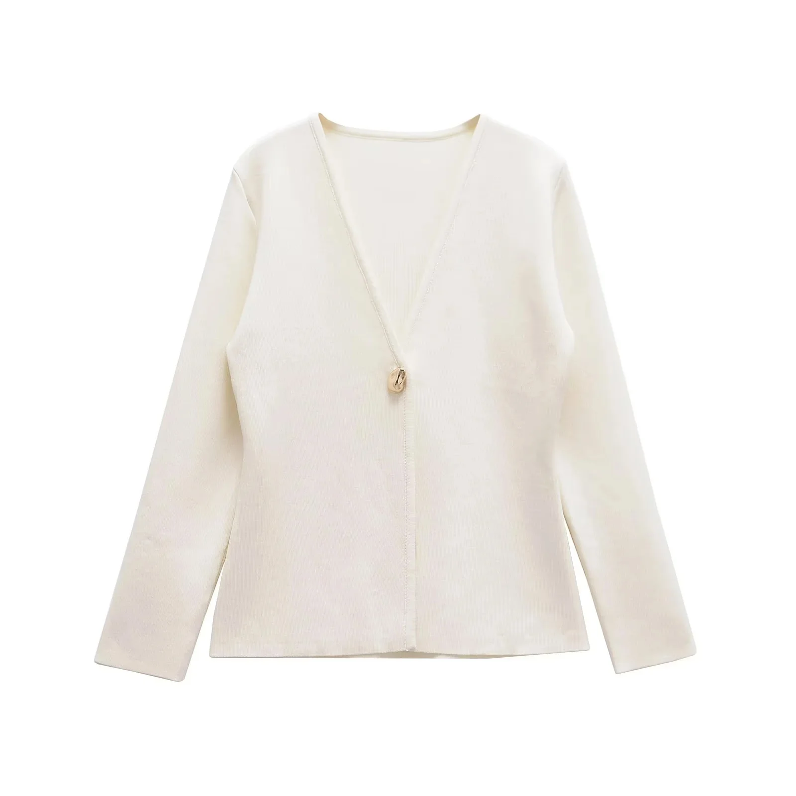BM&MD&ZA2025 women's long - sleeved top V - neck style single unique buckle closure simple and elegant fashion piece
BM&MD&ZA2025 women's long - sleeved top V - neck style single unique buckle closure simple and elegant fashion piece