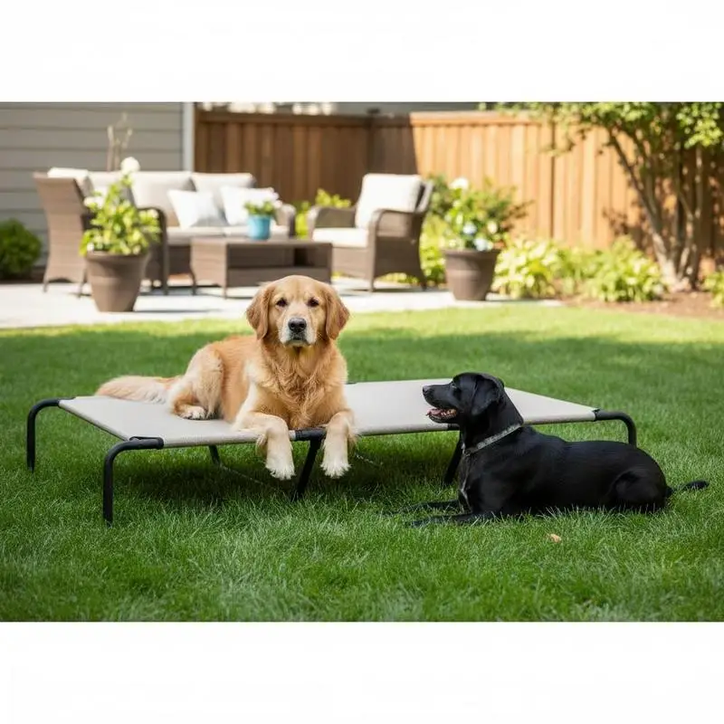 Outdoor Dog Bed, Elevated Dog Bed Specifically Designed for Large Dogs, Steel Frame Structure, Breathable Mesh Fabric-152x94x23 cm, Beige.
Outdoor Dog Bed, Elevated Dog Bed Specifically Designed for Large Dogs, Steel Frame Structure, Breathable Mesh Fabric-152x94x23 cm, Beige.
