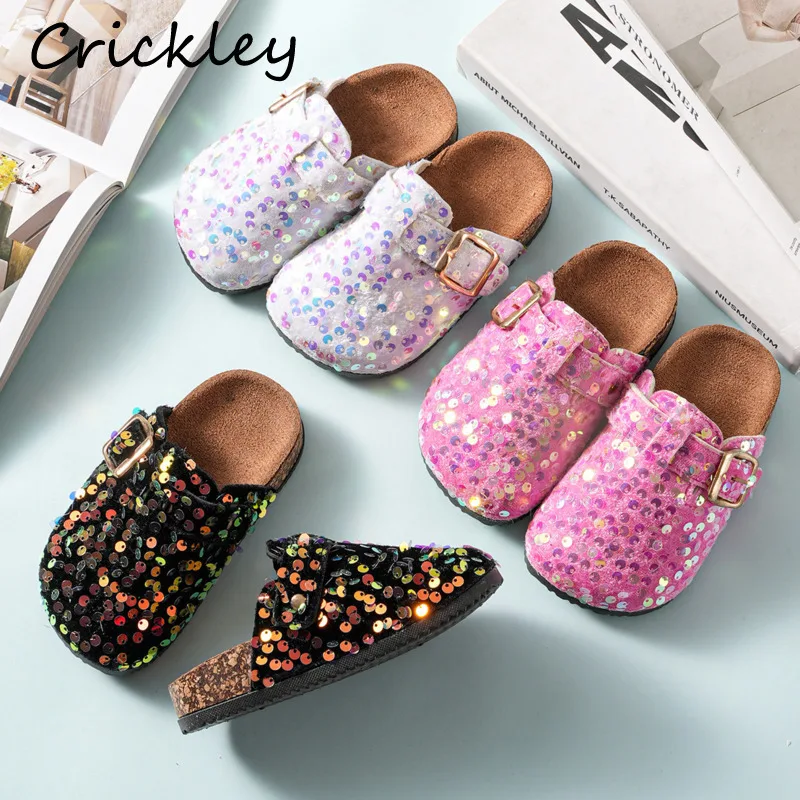 Bling Solid Kids Slippers Sequins Buckle Fashion Flats Shoes For Girls Princess PU Anti Slip Children Cork Slides
Bling Solid Kids Slippers Sequins Buckle Fashion Flats Shoes For Girls Princess PU Anti Slip Children Cork Slides