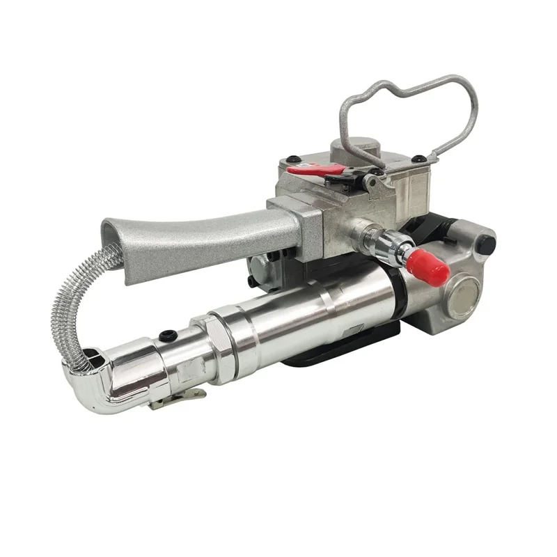 Pneumatic strapping machine, hand-held portable tool for food and beverage packaging, engine-driven
Pneumatic strapping machine, hand-held portable tool for food and beverage packaging, engine-driven