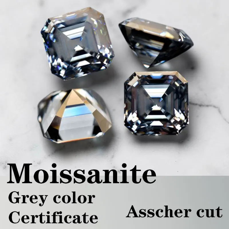 Moissanite VVS1 Square Shape Asscher Cut Grey Color Certificate High Quality
Moissanite VVS1 Square Shape Asscher Cut Grey Color Certificate High Quality