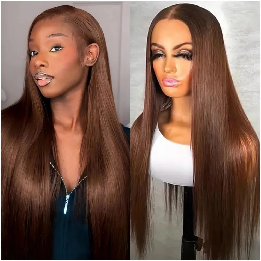 220Density Chocolate Brown 13x6 Lace Front Wig Human Hair Bone Straight 13x4 HD Lace Frontal Brazilian Preplucked Wigs For Women
220Density Chocolate Brown 13x6 Lace Front Wig Human Hair Bone Straight 13x4 HD Lace Frontal Brazilian Preplucked Wigs For Women