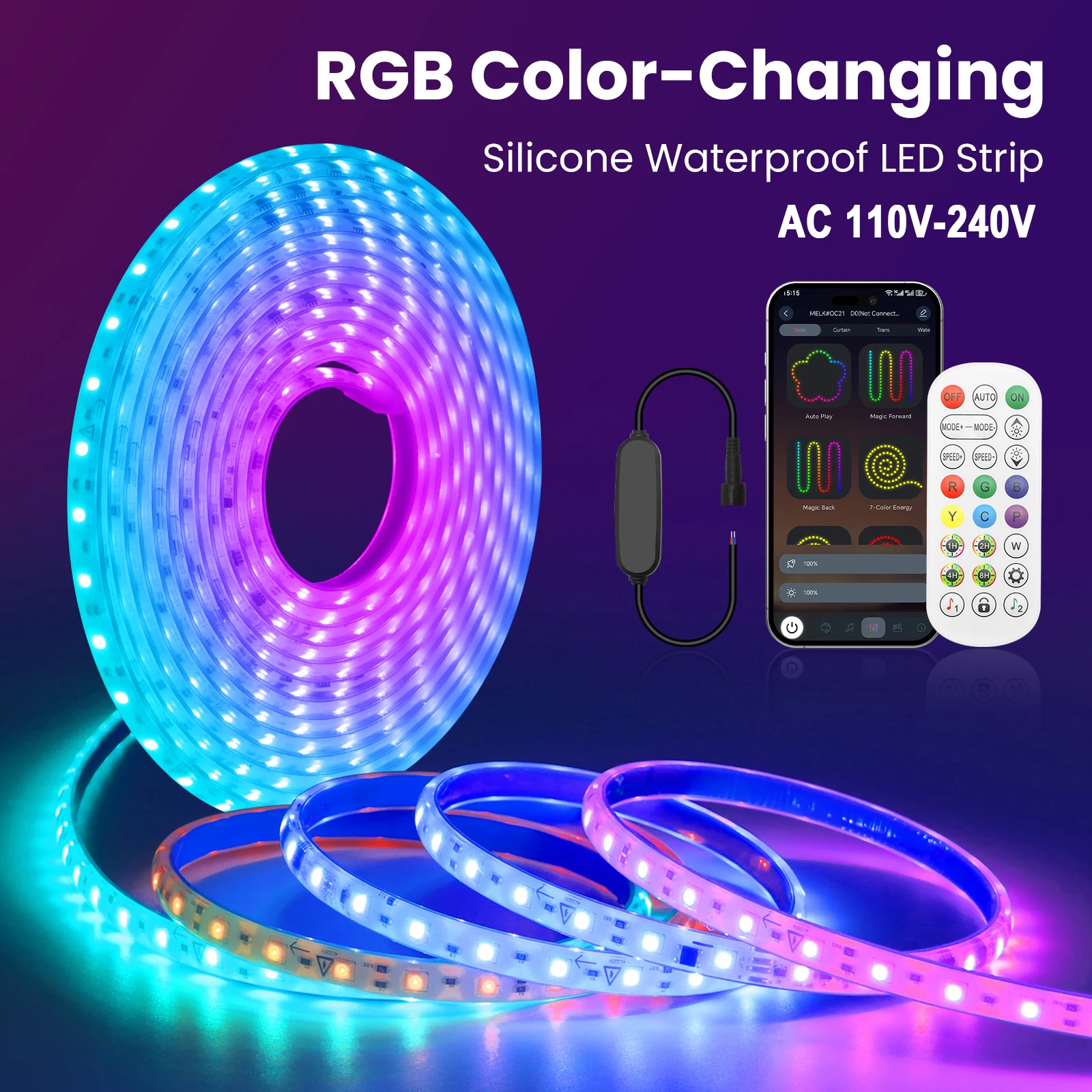 WS2811 RGBIC LED Strip Light Tape 220V 110V Bluetooth APP 24Key Remote 3535 60LEDs/M Dreamcolor Music Sync Gaming Room Lighting
WS2811 RGBIC LED Strip Light Tape 220V 110V Bluetooth APP 24Key Remote 3535 60LEDs/M Dreamcolor Music Sync Gaming Room Lighting