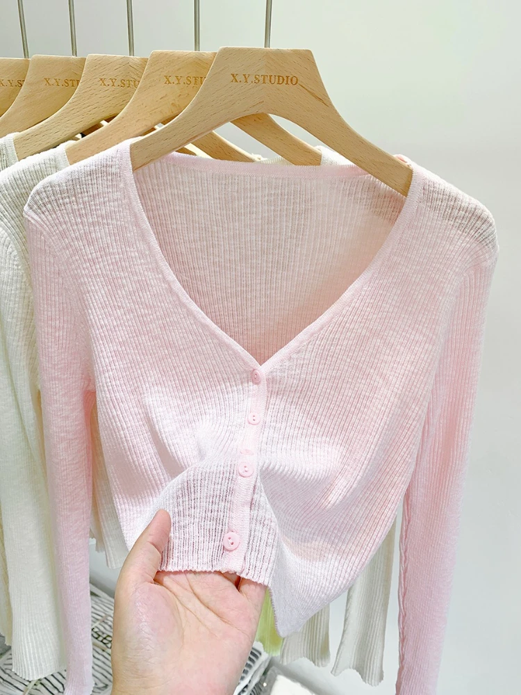 2026 Summer Thin Ice Silk Knit Sun Protection Women Cardigan Solid Color Casual Short Shawl Outerwear Air Conditioning Blouse 10 S31ed90a2980a45e5bfe830f32a94f72ac