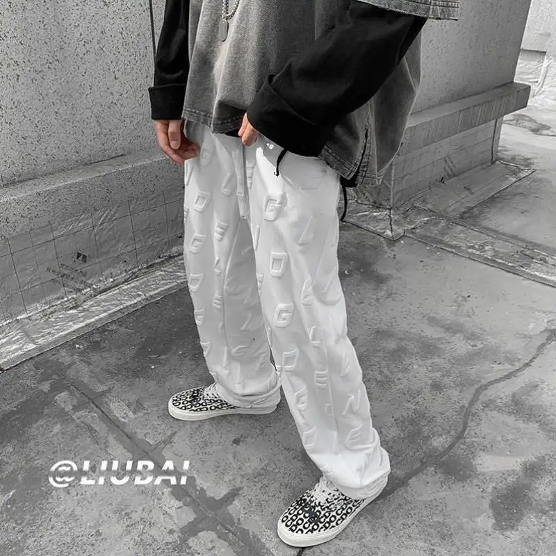 Loose Straight Fit Casual Trousers for Men with Foam Letter Print Youthful Vitali Sle mid Waist Long Pants Basic Colors
Loose Straight Fit Casual Trousers for Men with Foam Letter Print Youthful Vitali Sle mid Waist Long Pants Basic Colors