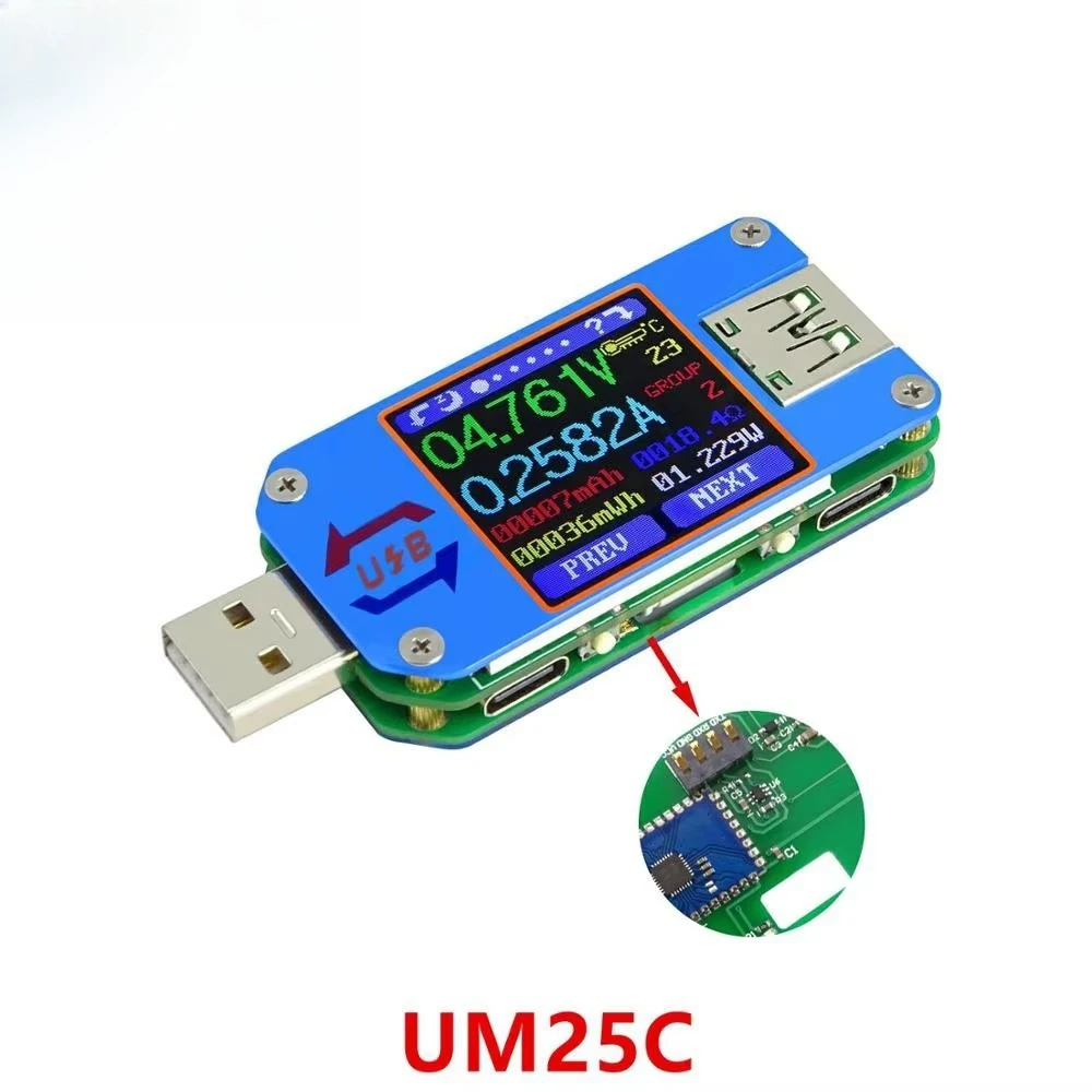 UM25C Type-C USB 2.0 Цветной светодиодный дисплей Тестер постоянного тока Вольтметр Амперметр Тестер тока Измеритель напряжения сопротивления кабеля
UM25C Type-C USB 2.0 Цветной светодиодный дисплей Тестер постоянного тока Вольтметр Амперметр Тестер тока Измеритель напряжения сопротивления кабеля