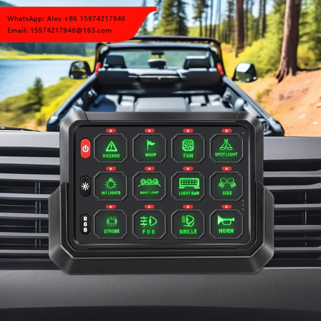 5 Brightness Levels Strobe Pulse Blue-tooth 12 Gang RGB Wireless Switch Panels Circuit Control 12V Automotive Relay Box
5 Brightness Levels Strobe Pulse Blue-tooth 12 Gang RGB Wireless Switch Panels Circuit Control 12V Automotive Relay Box
