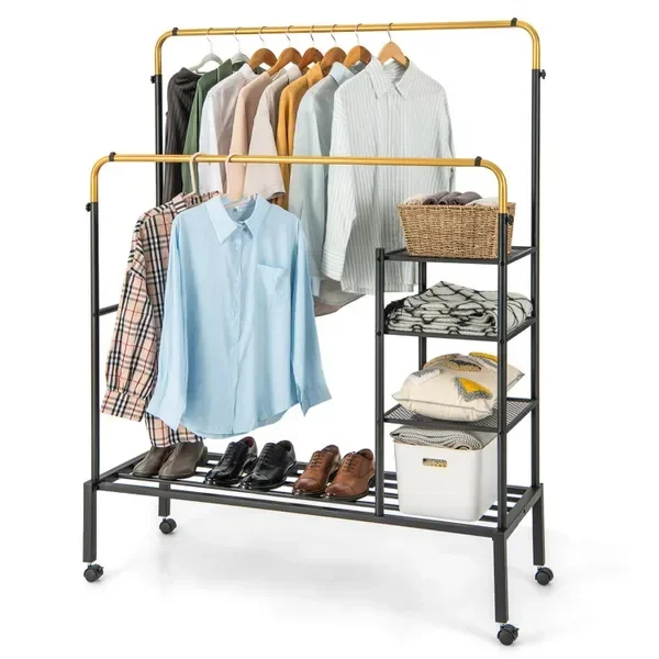Adjustable Height Garment Rack with Rolling Double Rods
Adjustable Height Garment Rack with Rolling Double Rods