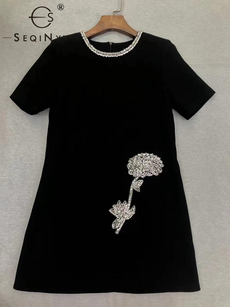 SEQINYY Women's Runway Short Sleeve Dress Beading Flower Office Lady Summer Spring New Fashion Design High Street
SEQINYY Women's Runway Short Sleeve Dress Beading Flower Office Lady Summer Spring New Fashion Design High Street