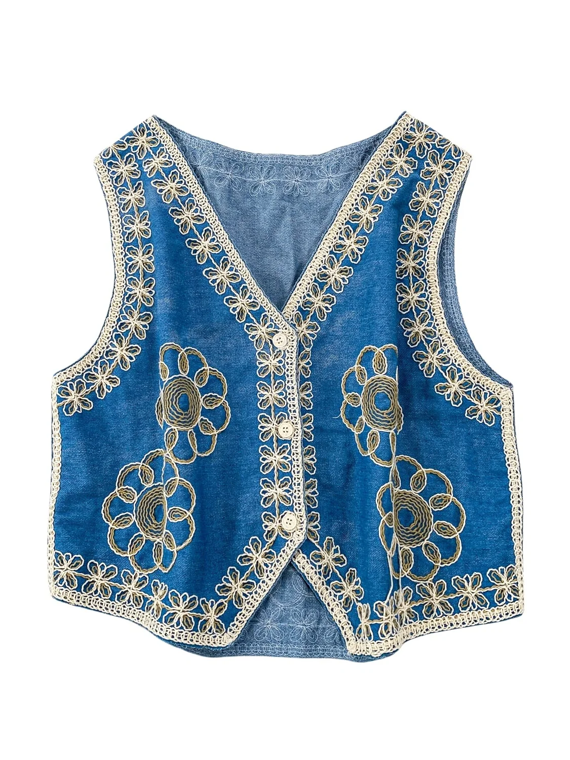 Вязаный жилет в китайском стиле с вышивкой в стиле ретро, женский летний облегающий джинсовый топ с v-образным вырезом и застежкой на одной пуговице 
Вязаный жилет в китайском стиле с вышивкой в стиле ретро, женский летний облегающий джинсовый топ с v-образным вырезом и застежкой на одной пуговице