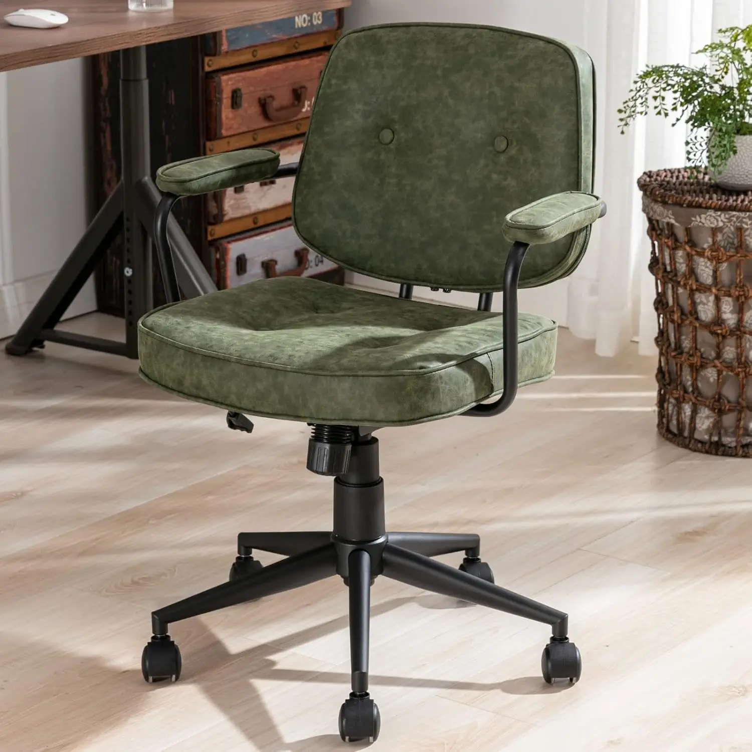 Adjustable Pu Leather Office Chair, Comfy 360°Swivel Task Chair with Armrest Modern Thickened Seat Desk Chair for Home Office
Adjustable Pu Leather Office Chair, Comfy 360°Swivel Task Chair with Armrest Modern Thickened Seat Desk Chair for Home Office