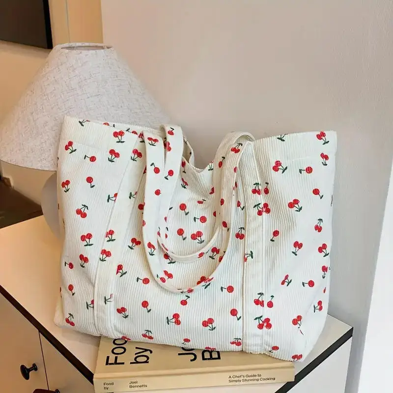Stylish Cherry Print Tote Bag for Women Lightweight Corduroy Large Capacity Zipper shoulder bag for Daily Use Commuting Shopping
Stylish Cherry Print Tote Bag for Women Lightweight Corduroy Large Capacity Zipper shoulder bag for Daily Use Commuting Shopping