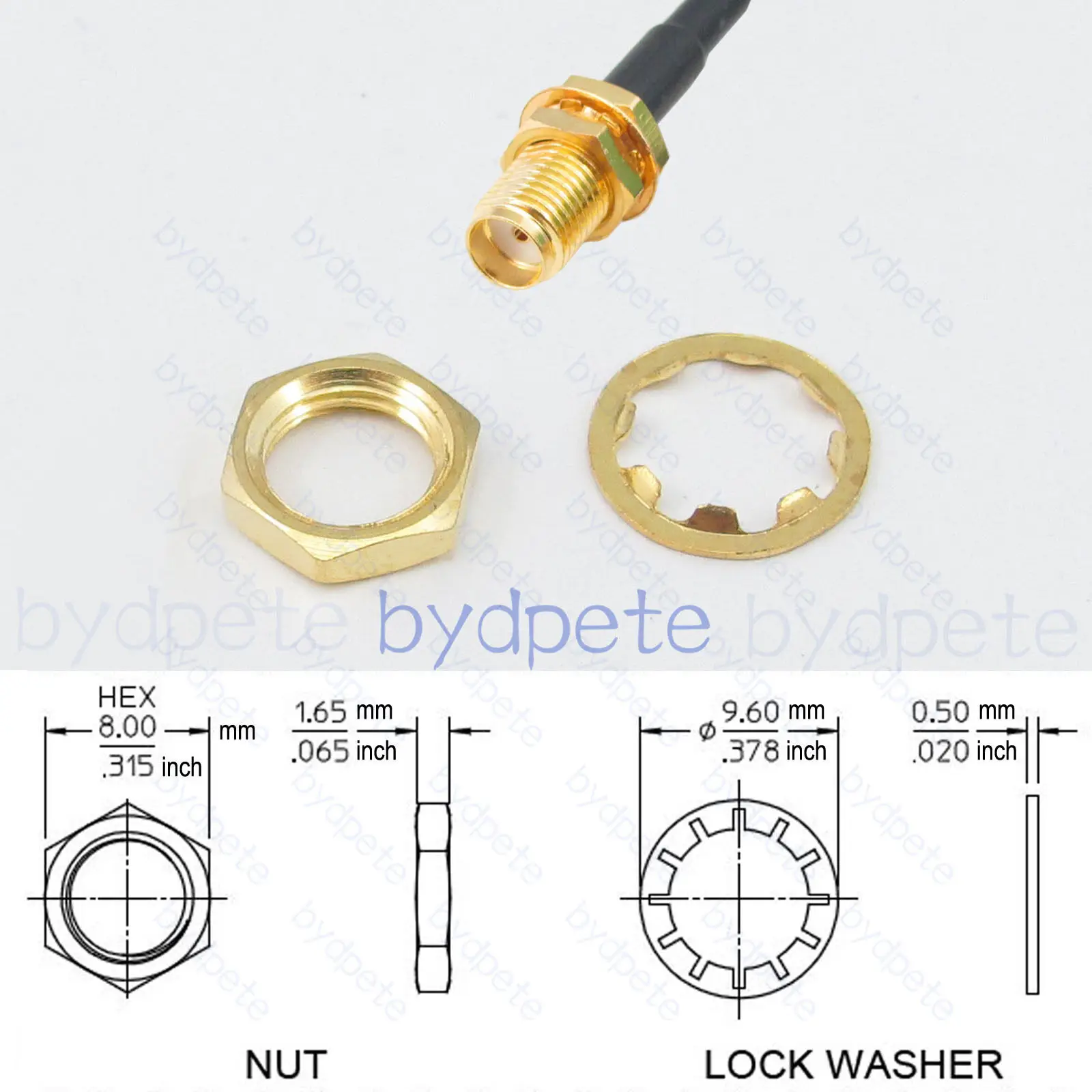 Copper Nut and Lock Washer for SMA Female Jack Connector Adapter Gold plate Lot
Copper Nut and Lock Washer for SMA Female Jack Connector Adapter Gold plate Lot