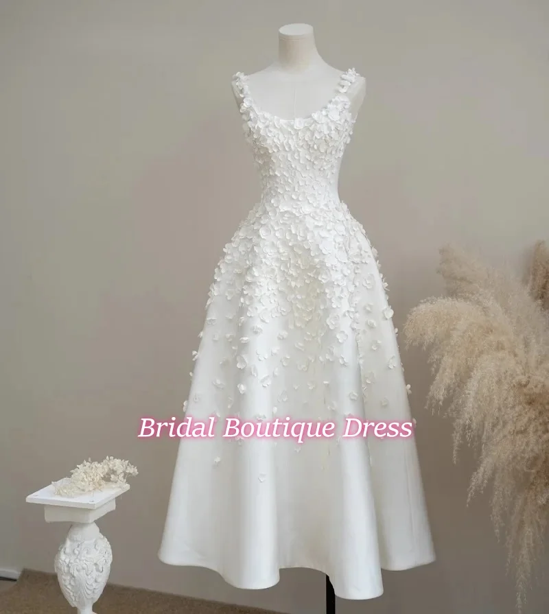 Customized Wedding Dress A-Line Satin Ankle-Length Sleeveless Scoop Neckline With Flowers Bride Gowns
Customized Wedding Dress A-Line Satin Ankle-Length Sleeveless Scoop Neckline With Flowers Bride Gowns