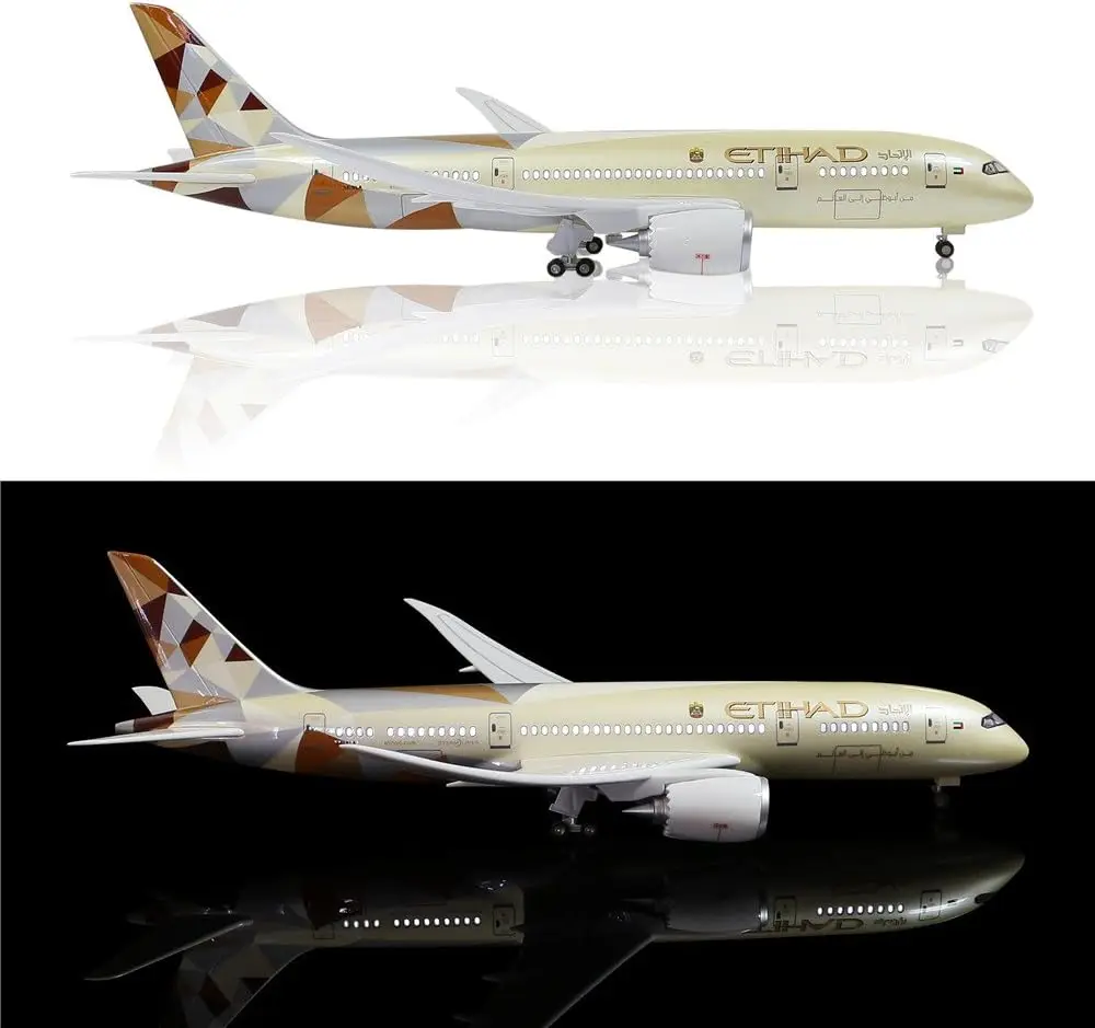47cm Toy Plane Model Etihad B787 Diecast Resin Airplane Model with Landing Gear Wheels Light for Collections and Display or Gift
47cm Toy Plane Model Etihad B787 Diecast Resin Airplane Model with Landing Gear Wheels Light for Collections and Display or Gift