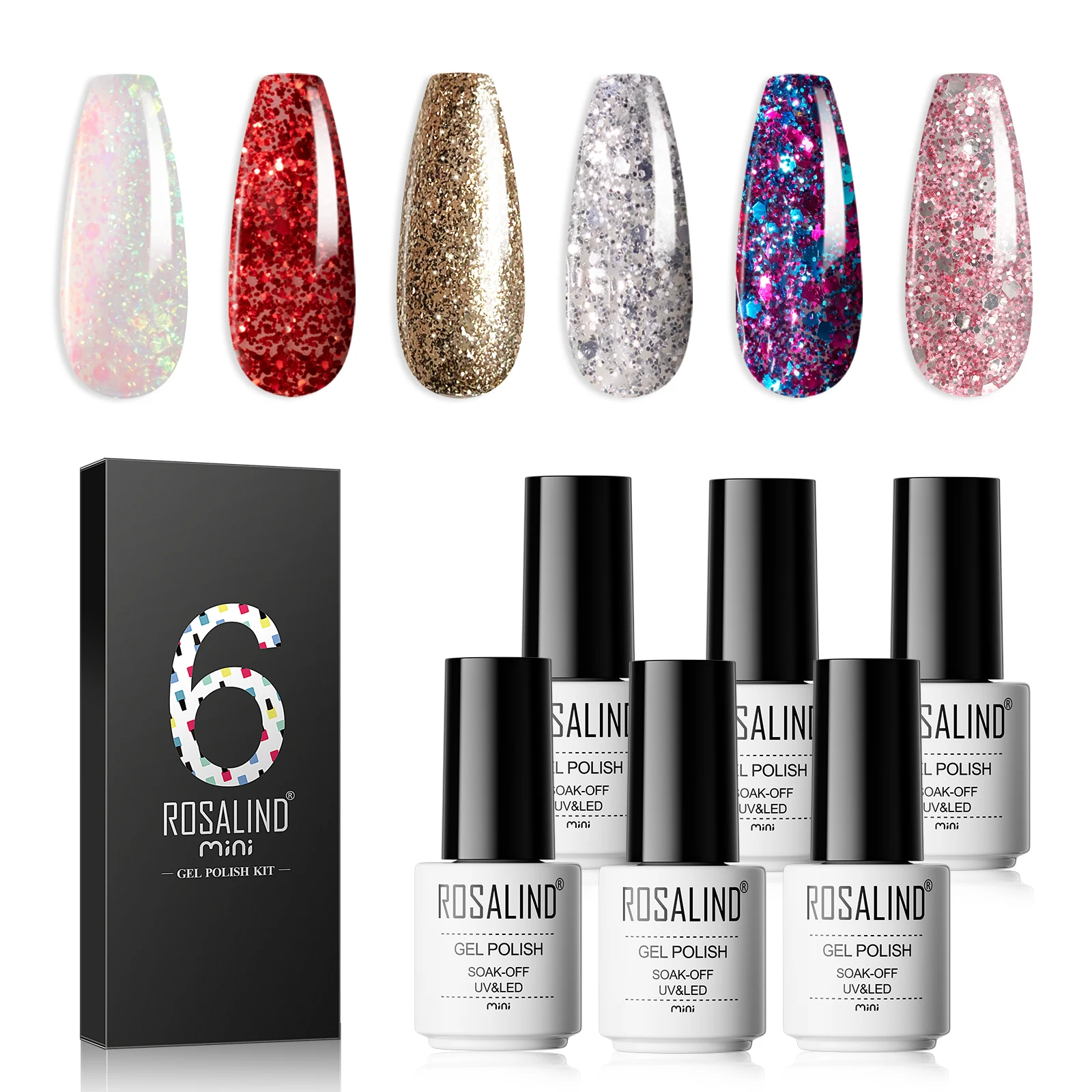 ROSALIND 6 Colors Gel Nail Set Shiny Nail Polish Set Semi Permanent Soak Off Gel Varnishes Nail Art UV Kits for Starter
ROSALIND 6 Colors Gel Nail Set Shiny Nail Polish Set Semi Permanent Soak Off Gel Varnishes Nail Art UV Kits for Starter