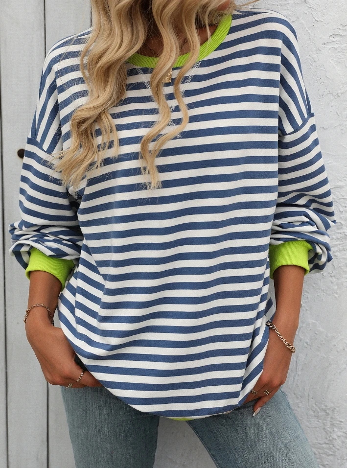 Women's Sweatshirt Casual 2024 Autumn and Winter Colorful Striped Print Round Neck Long Sleeve Loose Fit Sweatshirt Top
Women's Sweatshirt Casual 2024 Autumn and Winter Colorful Striped Print Round Neck Long Sleeve Loose Fit Sweatshirt Top