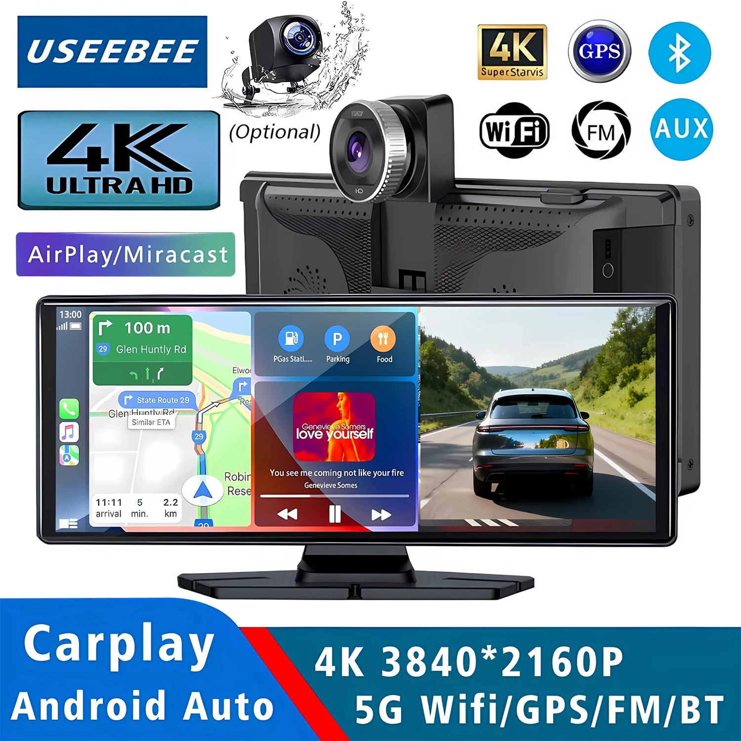 10,26-дюймовый 4K 2160P видеорегистратор с Carplay, Android Auto, GPS, 5G Wi-Fi, FM, Bluetooth, двумя объективами, черный ящик, камера для грузовиков, запись вождения
10,26-дюймовый 4K 2160P видеорегистратор с Carplay, Android Auto, GPS, 5G Wi-Fi, FM, Bluetooth, двумя объективами, черный ящик, камера для грузовиков, запись вождения