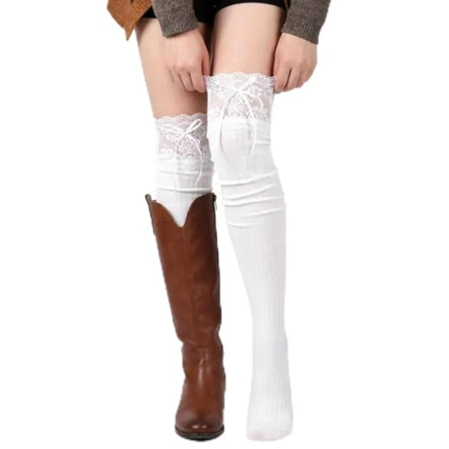 White Knee High Stockings, Lolita Socks with Bow Kawaii Ruffle Cute Lace Knee High Socks for Women Dating Dance
White Knee High Stockings, Lolita Socks with Bow Kawaii Ruffle Cute Lace Knee High Socks for Women Dating Dance