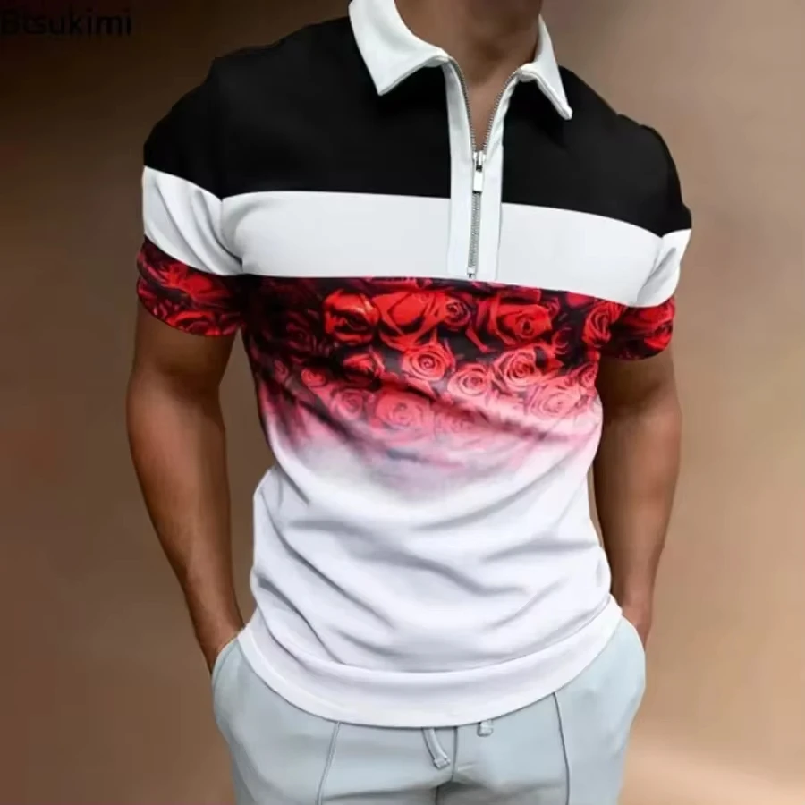 New Men's Summer Polo Shirt Striped Plaid Print Short Sleeve T-shirt Man Casual Business Tops Half Zip Lapel Pullover Male
New Men's Summer Polo Shirt Striped Plaid Print Short Sleeve T-shirt Man Casual Business Tops Half Zip Lapel Pullover Male