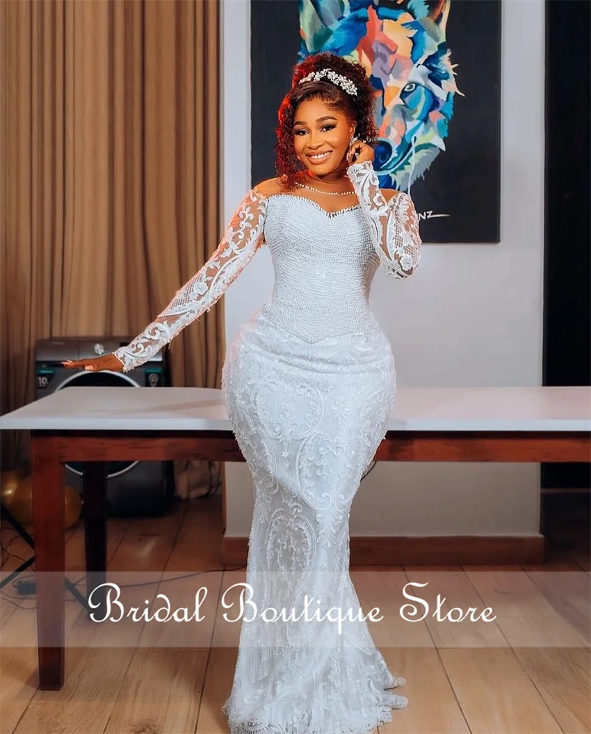 Luxury Mermaid Wedding Dresses 2024 With Veil Long Sleeves Lace Beading Crystal Pearls Bridal Gowns Robe De Mariee Customized
Luxury Mermaid Wedding Dresses 2024 With Veil Long Sleeves Lace Beading Crystal Pearls Bridal Gowns Robe De Mariee Customized