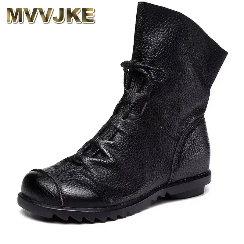 2025 Vintage Style Genuine Leather Women Boots Flat Booties Soft Cowhide Women's Shoes Side Zip Ankle Boots
2025 Vintage Style Genuine Leather Women Boots Flat Booties Soft Cowhide Women's Shoes Side Zip Ankle Boots
