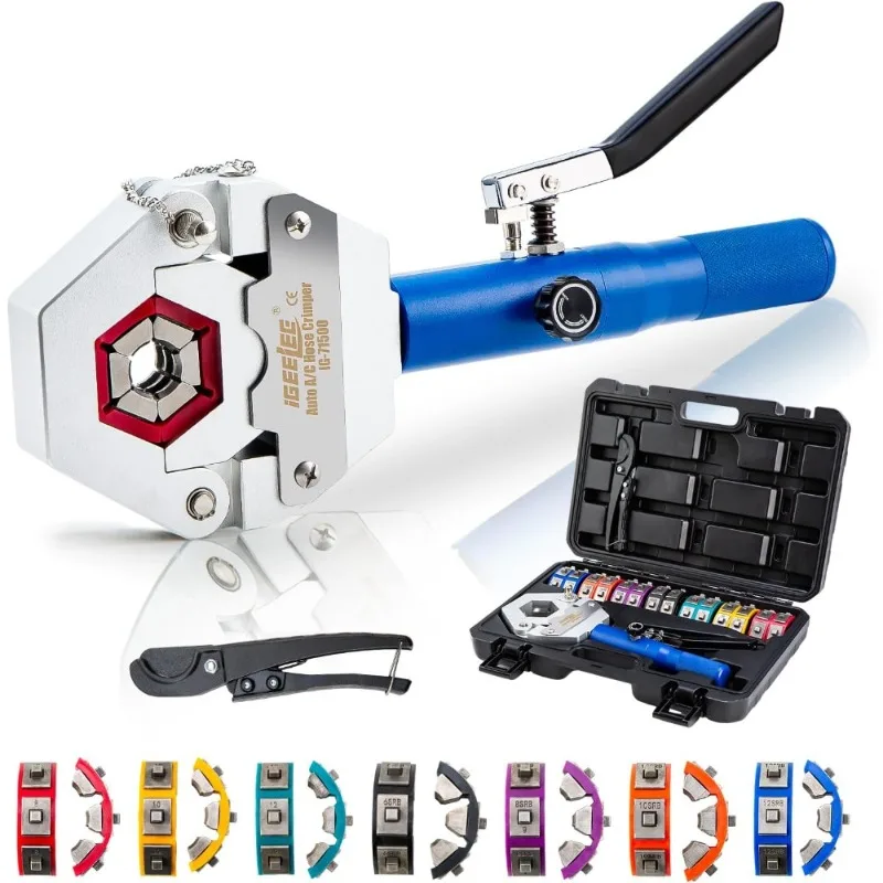 Hydraulic Hose Crimper Tool with 7 Die Set for Barbed Beaded Fittings AC Air Conditioning Repair
Hydraulic Hose Crimper Tool with 7 Die Set for Barbed Beaded Fittings AC Air Conditioning Repair