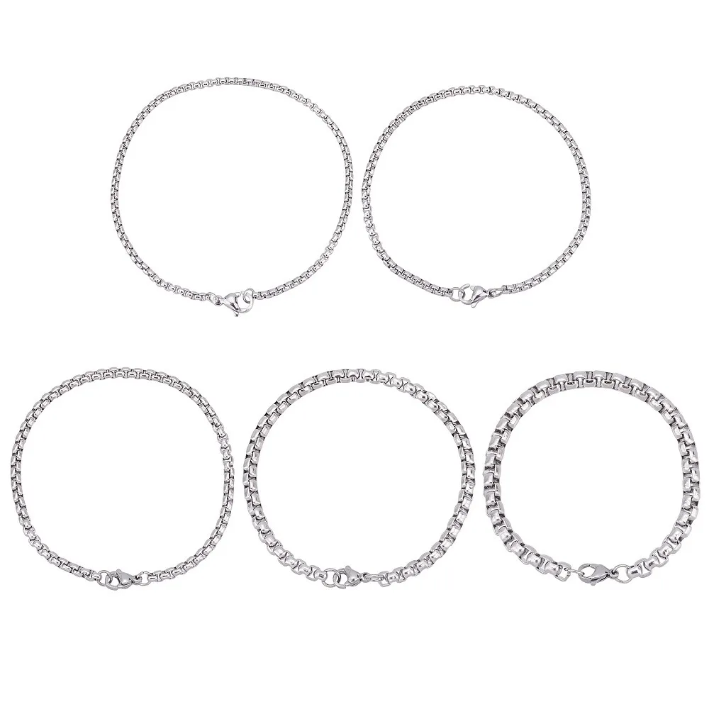 10Pcs 5 Styles 304 Stainless Steel Box Chain Bracelets with Lobster Claw Clasps Stainless Steel Color 2pcs/style
10Pcs 5 Styles 304 Stainless Steel Box Chain Bracelets with Lobster Claw Clasps Stainless Steel Color 2pcs/style
