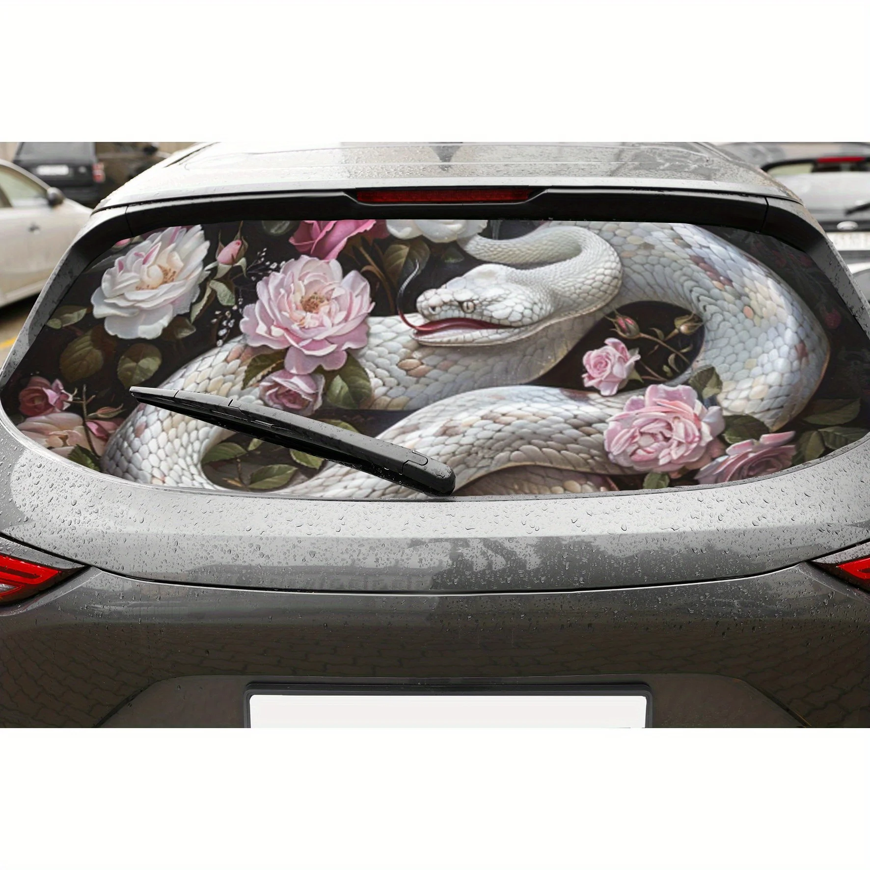 Vibrant White Snake Blooming Pink Rose PVC Perforated Car Vinyl Wraps, Privacy Enhancing Design for Rear Window, Car Rear Windsh
Vibrant White Snake Blooming Pink Rose PVC Perforated Car Vinyl Wraps, Privacy Enhancing Design for Rear Window, Car Rear Windsh