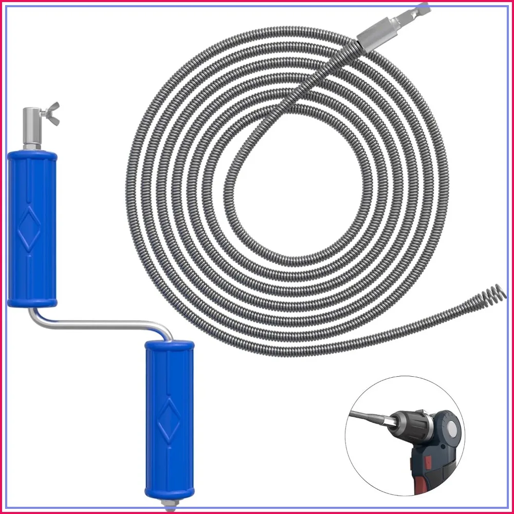 Drain Snake 16.4ft x 6mm Auto Feed Flexible Hair Clog Remover for Kitchen, Bathroom, Shower Sink
Drain Snake 16.4ft x 6mm Auto Feed Flexible Hair Clog Remover for Kitchen, Bathroom, Shower Sink