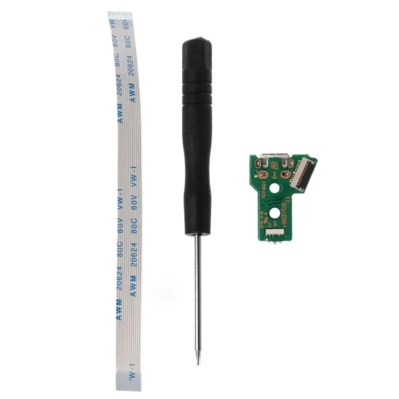 JDS-055 USB Charging Port Socket Board 12 pin Flex Ribbon Cable with Board & Screwdriver for DualShock 4 Controller
JDS-055 USB Charging Port Socket Board 12 pin Flex Ribbon Cable with Board & Screwdriver for DualShock 4 Controller