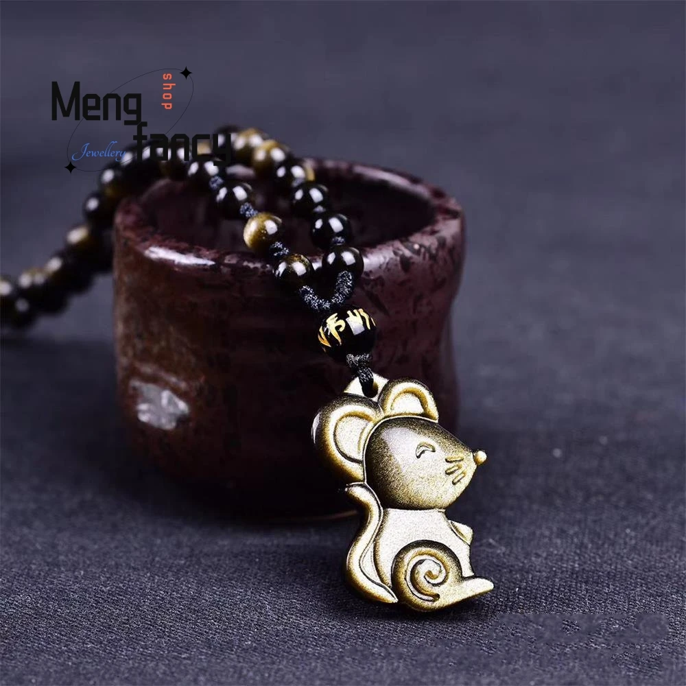 Natural Gold Obsidian Chinese Zodiac RAT Pendant Charms Fashion Couple Luxury Fine Jewelry Women Men Sweater Chain Holiday Gifts
Natural Gold Obsidian Chinese Zodiac RAT Pendant Charms Fashion Couple Luxury Fine Jewelry Women Men Sweater Chain Holiday Gifts