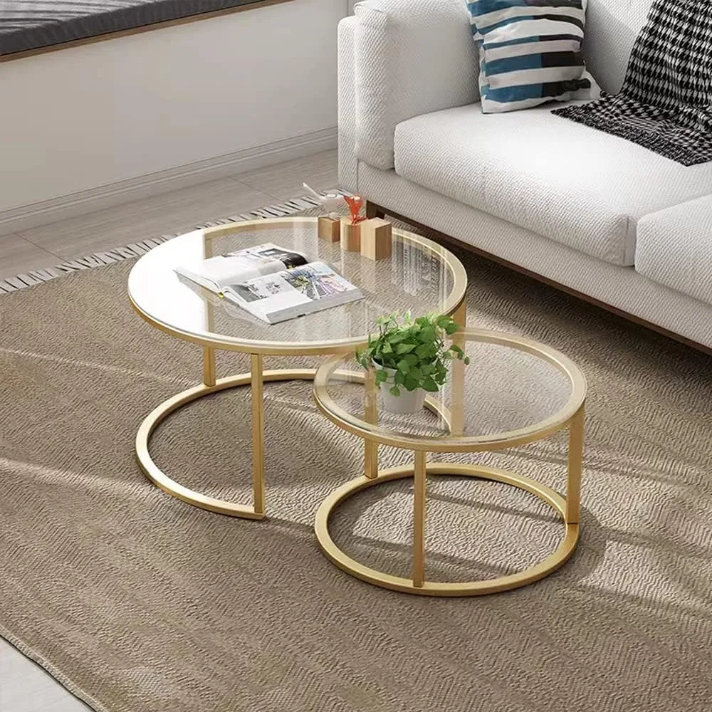 Gold Nesting Coffee Table Set of 2, Small Glass Nesting Tables for Living Room Bedroom, Accent Tea Table with Metal Frame
Gold Nesting Coffee Table Set of 2, Small Glass Nesting Tables for Living Room Bedroom, Accent Tea Table with Metal Frame