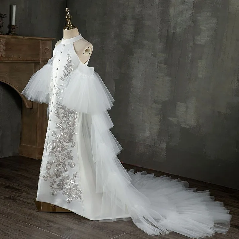 Chinese Style Children Girl Elegant Fashion Dress High End Chic Princess Dresses Tulle Trailing Frocks Formal Pageant Costume
Chinese Style Children Girl Elegant Fashion Dress High End Chic Princess Dresses Tulle Trailing Frocks Formal Pageant Costume